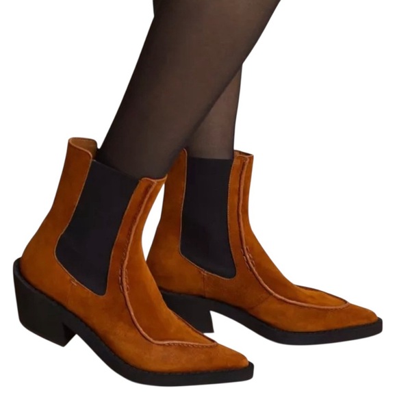 KHAITE- Charleston Suede Chelsea Booties Sz 7 - Picture 1 of 13